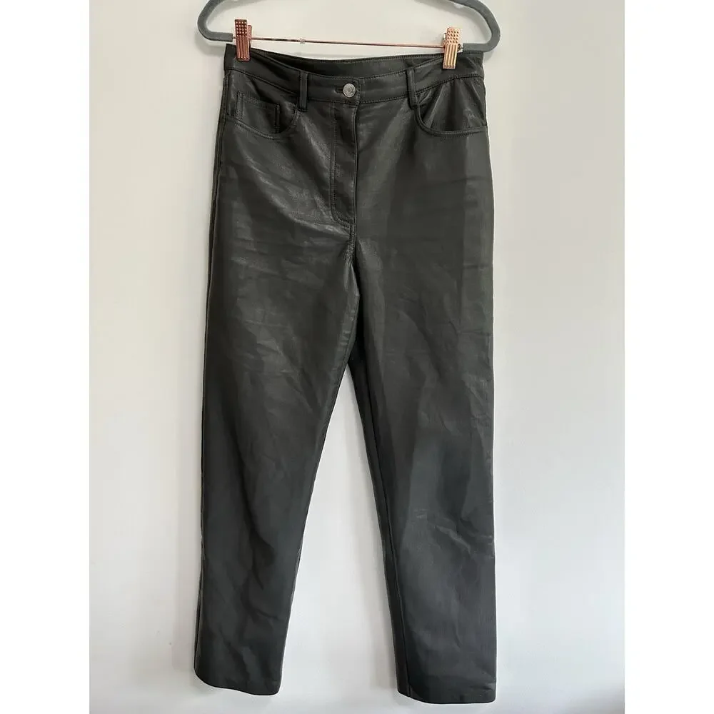 Wilfred Aritzia Gray Faux Leather Pants Size‎ 4 Dressy Straight